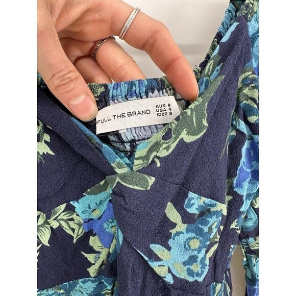 Faithfull The Brand Amias Smocked Mini Dress Women’s 4 Navy Escala Floral READ - Picture 7 of 10